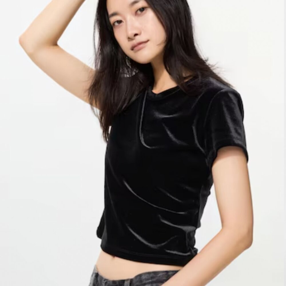 Uniqlo Soft Velour Mini T-Shirt BLACK